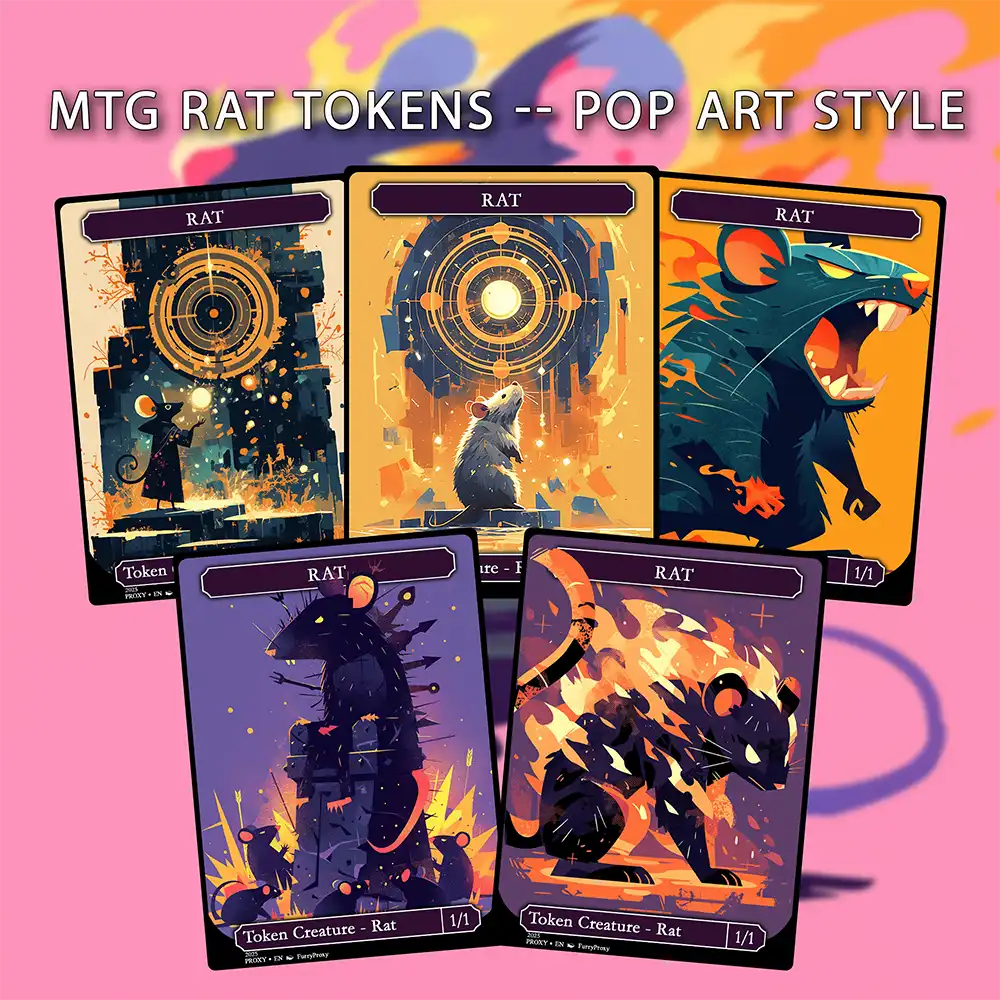 Custom MTG rat token 1/1 with deathtouch, matte finish, eco-friendly