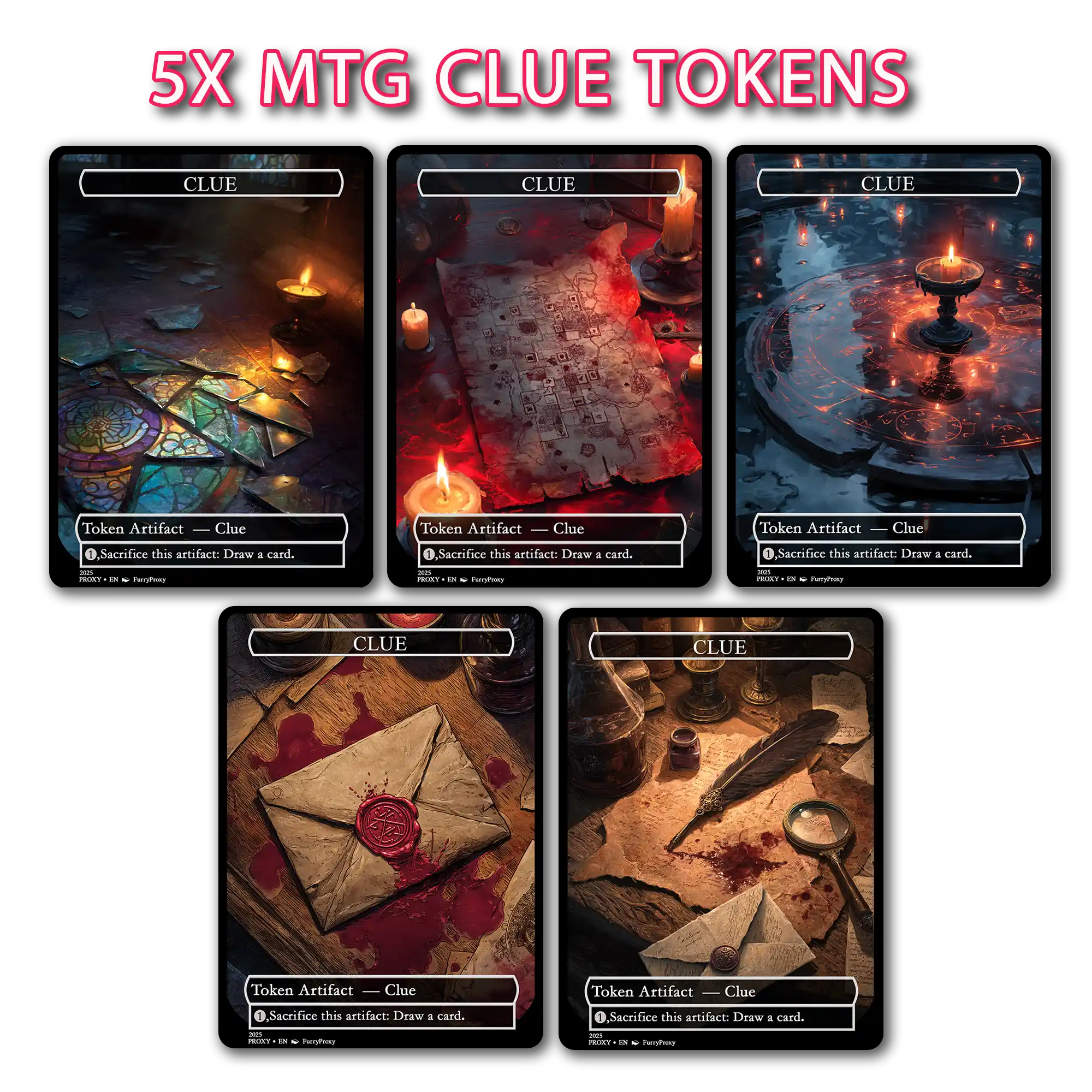 mtg clue token with Gothic Fantasy Art Style